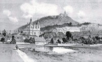 Nepomuk od farského rybníka (kolem 1880)